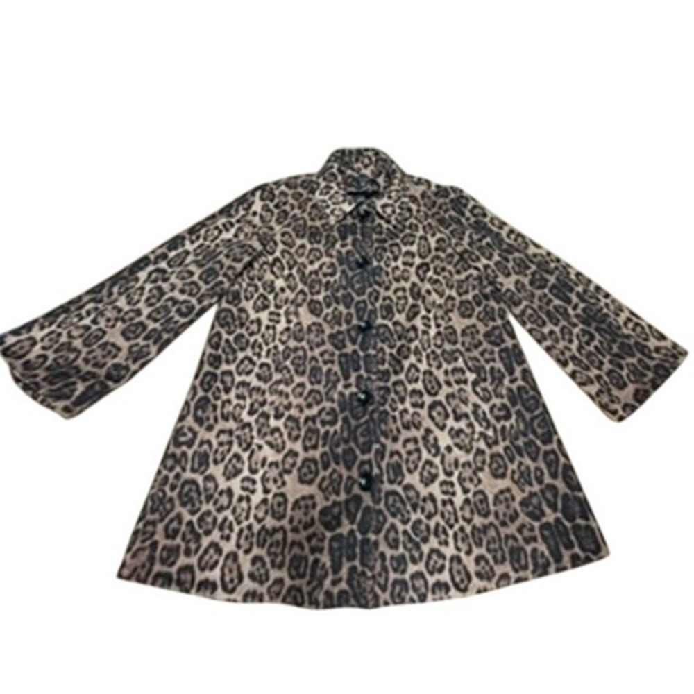 "LOUBEN" Women's Wool & Cashmere Blend Cheetah Print Coat SZ 12 Mob Wife READ!!